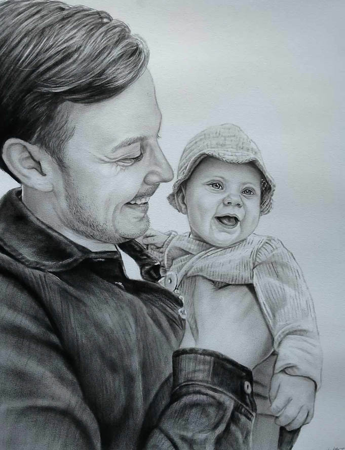 Zeichnung Vater und Tochter