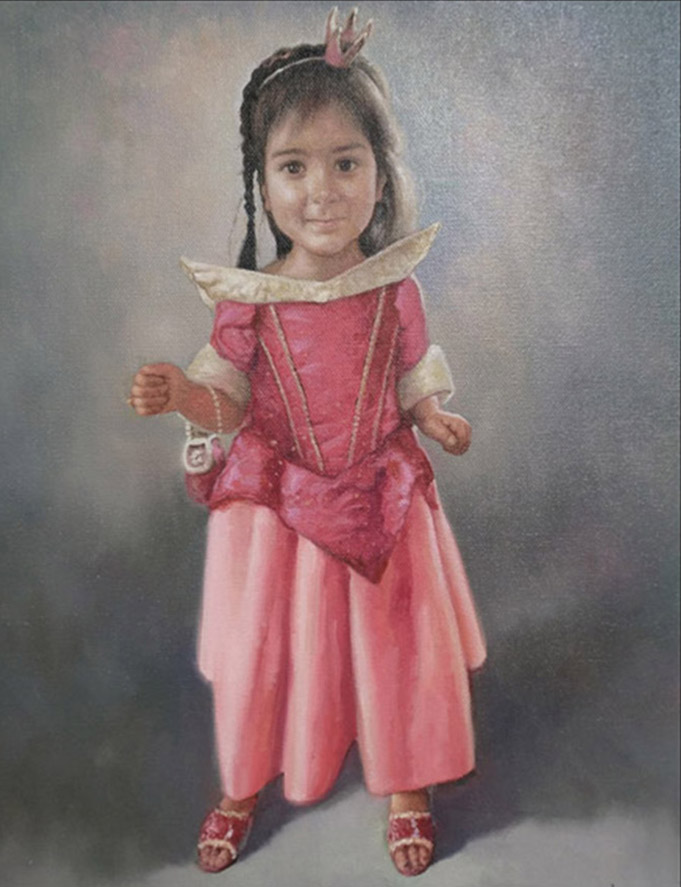 Gemälde eines Mädchens in ihrem Kleid